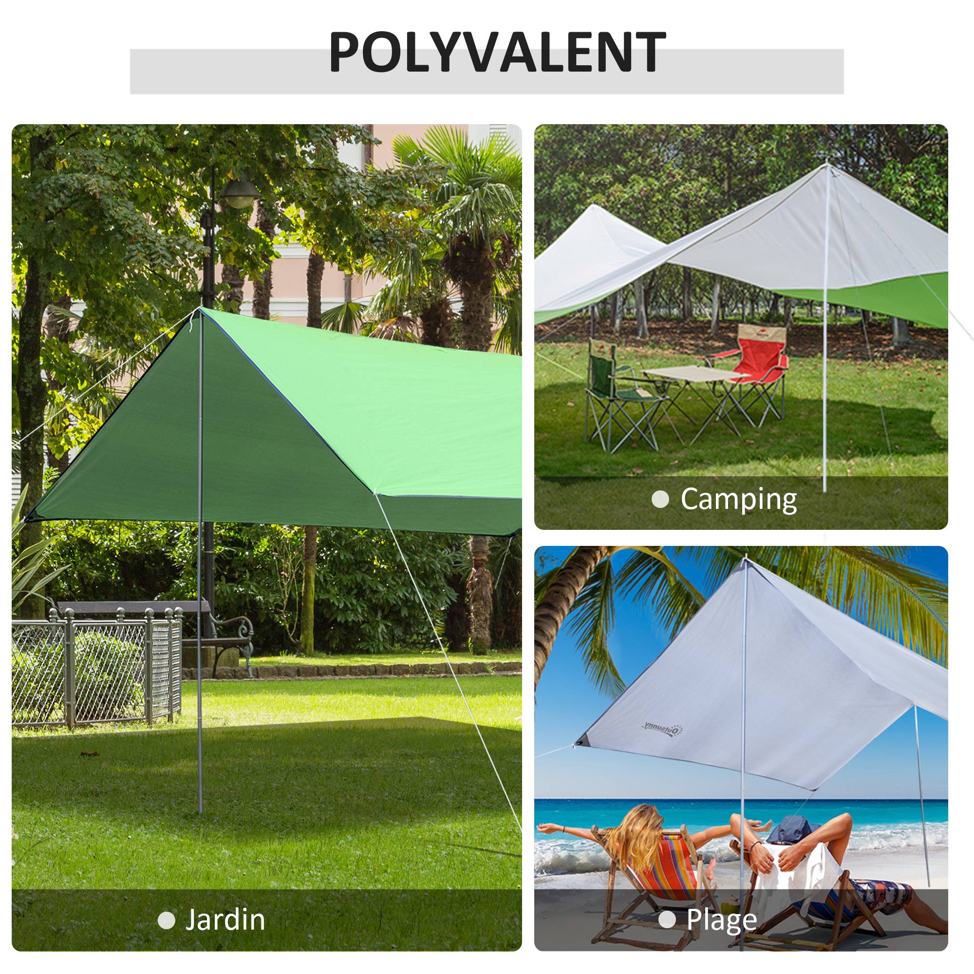 Outsunny - Mât de fixation voile d'ombrage - poteau voile d'ombrage - démontable 3 parties - réglable, accessoires - Ø 2,5 cm x 3H m - métal blanc - Outsunny - Imagen 6