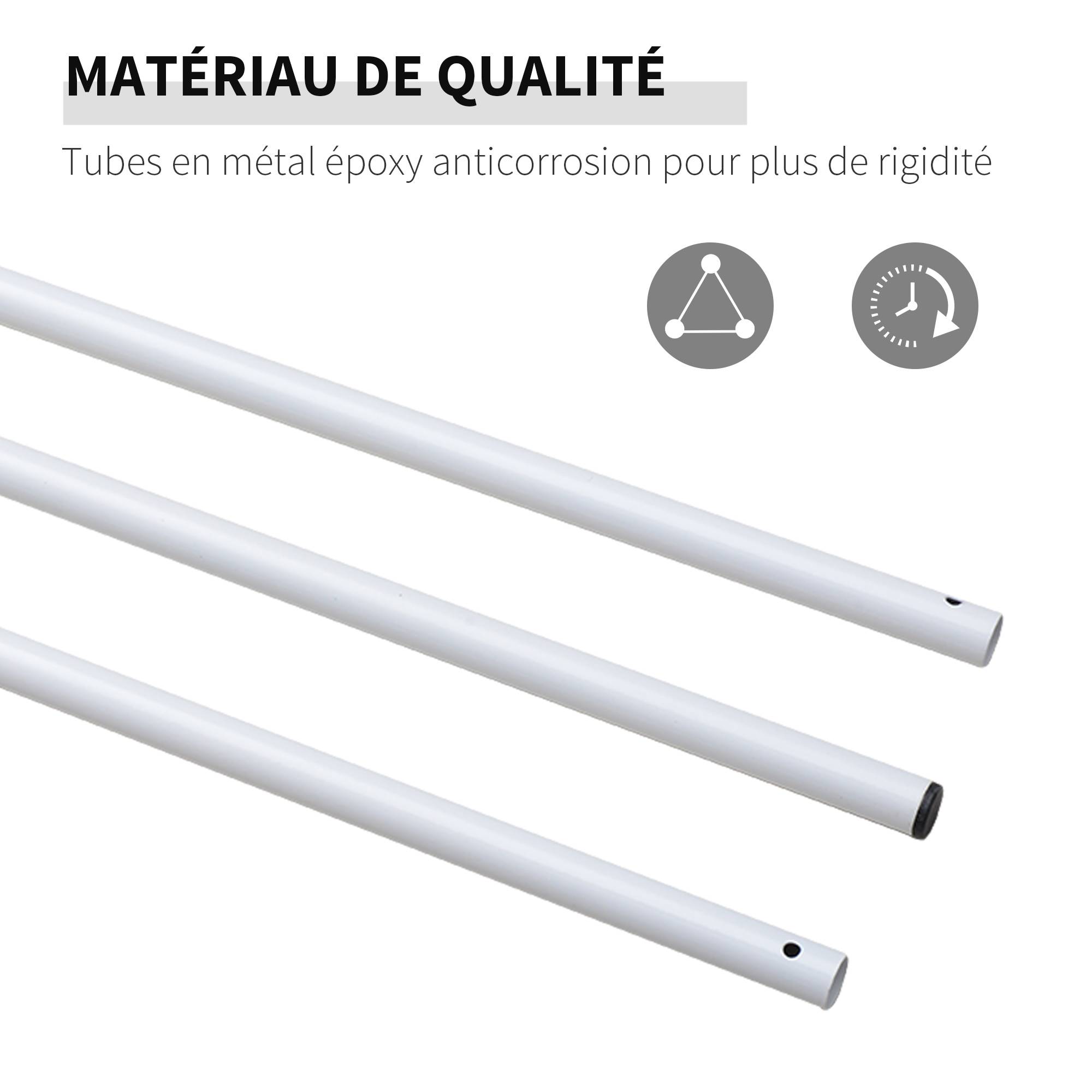 Outsunny - Mât de fixation voile d'ombrage - poteau voile d'ombrage - démontable 3 parties - réglable, accessoires - Ø 2,5 cm x 3H m - métal blanc - Outsunny - Imagen 4