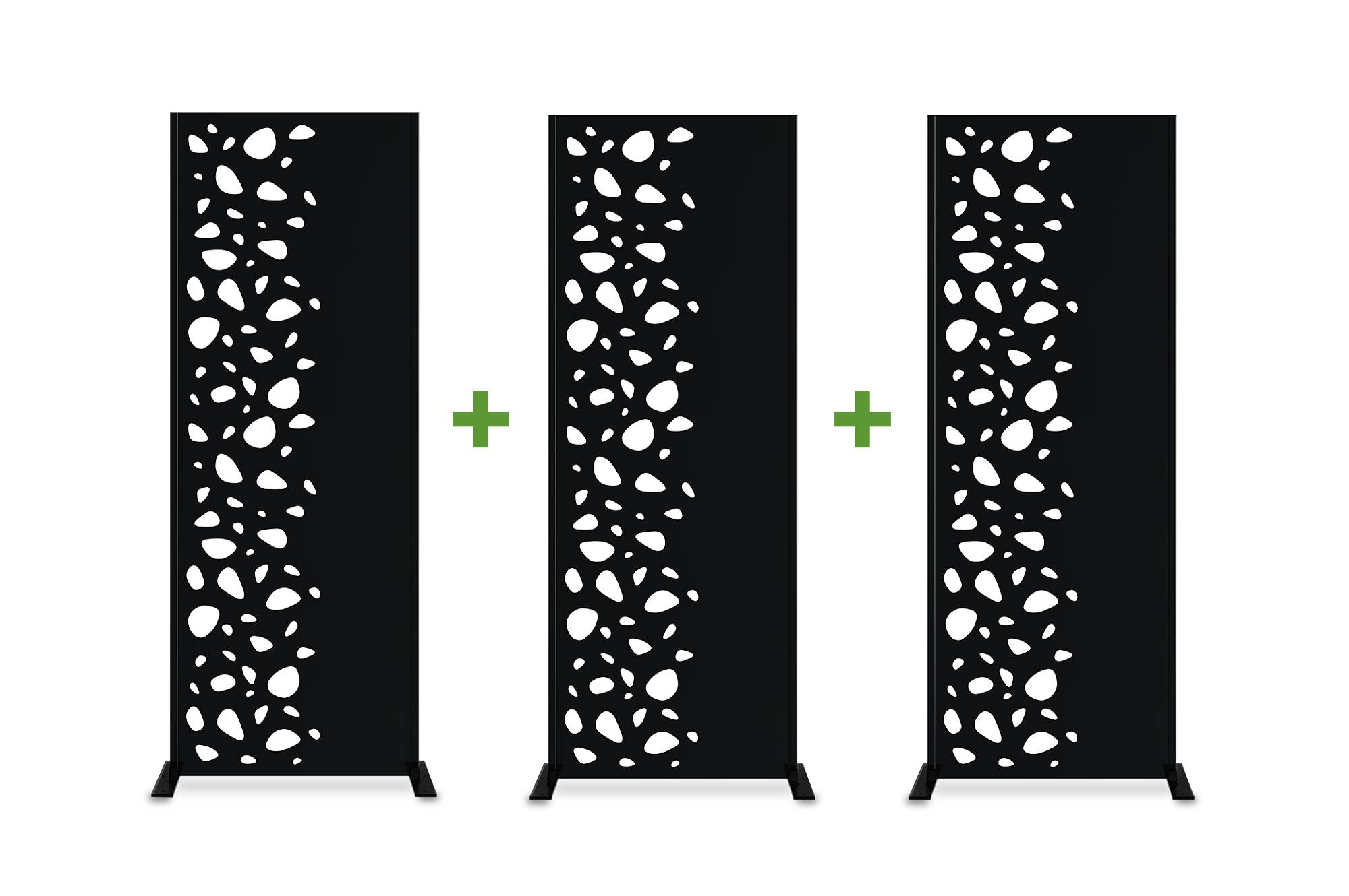 Casanoov Lot de 3 panneaux décoratifs SUNNY Noir H.160  cm motifs côté gauche - Image 1