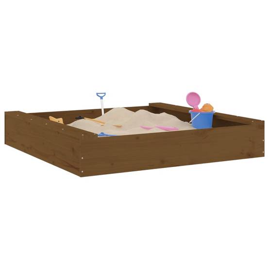 Bac à sable - Maison de jeu pour enfants avec sièges marron miel carré bois de pin massif-JU12098 - Image 3