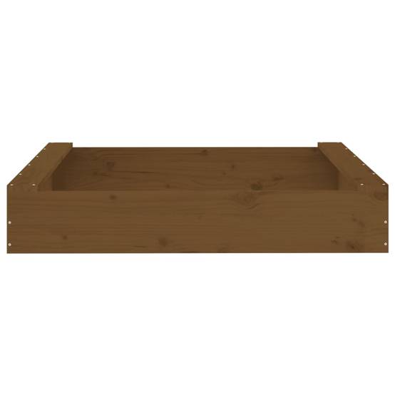 Bac à sable - Maison de jeu pour enfants avec sièges marron miel carré bois de pin massif-JU12098 - Image 4