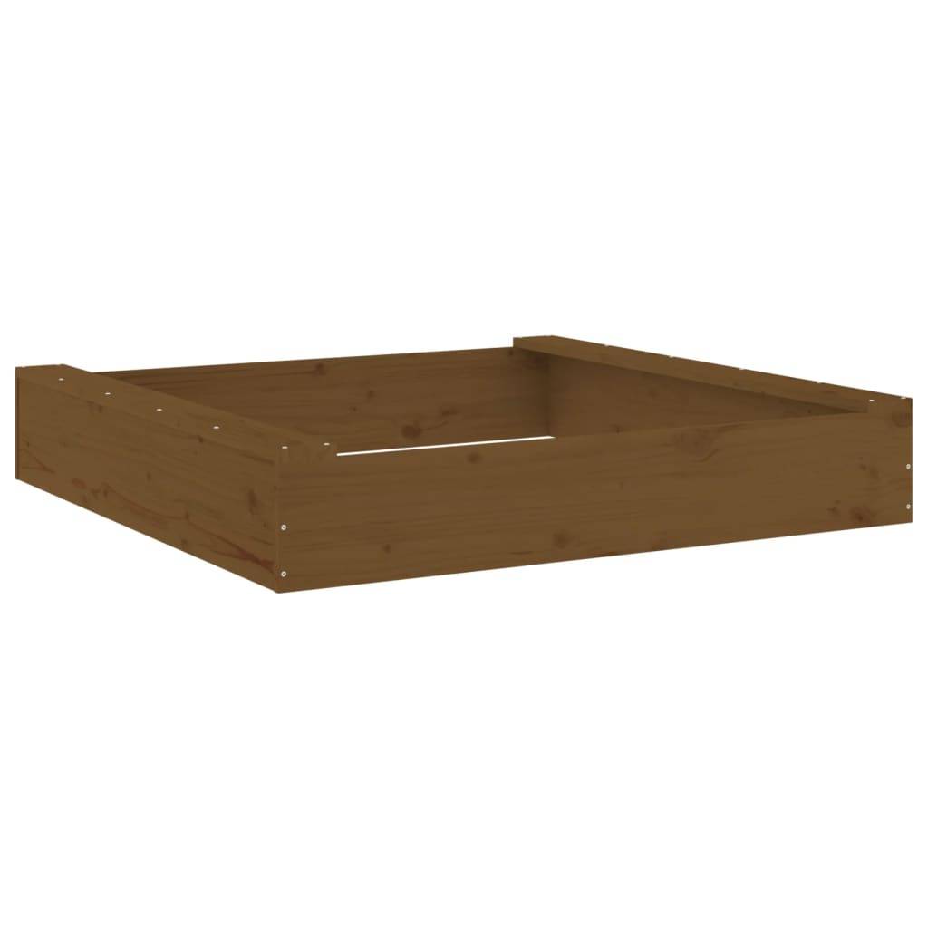 Bac à sable - Maison de jeu pour enfants avec sièges marron miel carré bois de pin massif-JU12098 - Image 1