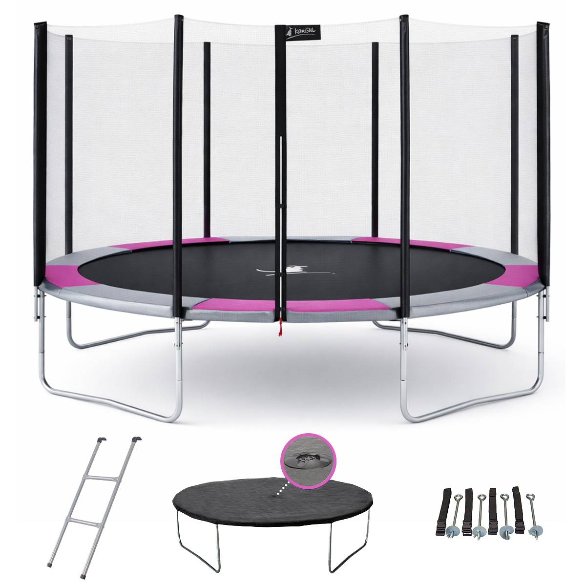 Kangui - Trampoline rond Ø 430cm avec filet, échelle, bâche et kit ancrage - RALLI 430 Kangui - Image 1