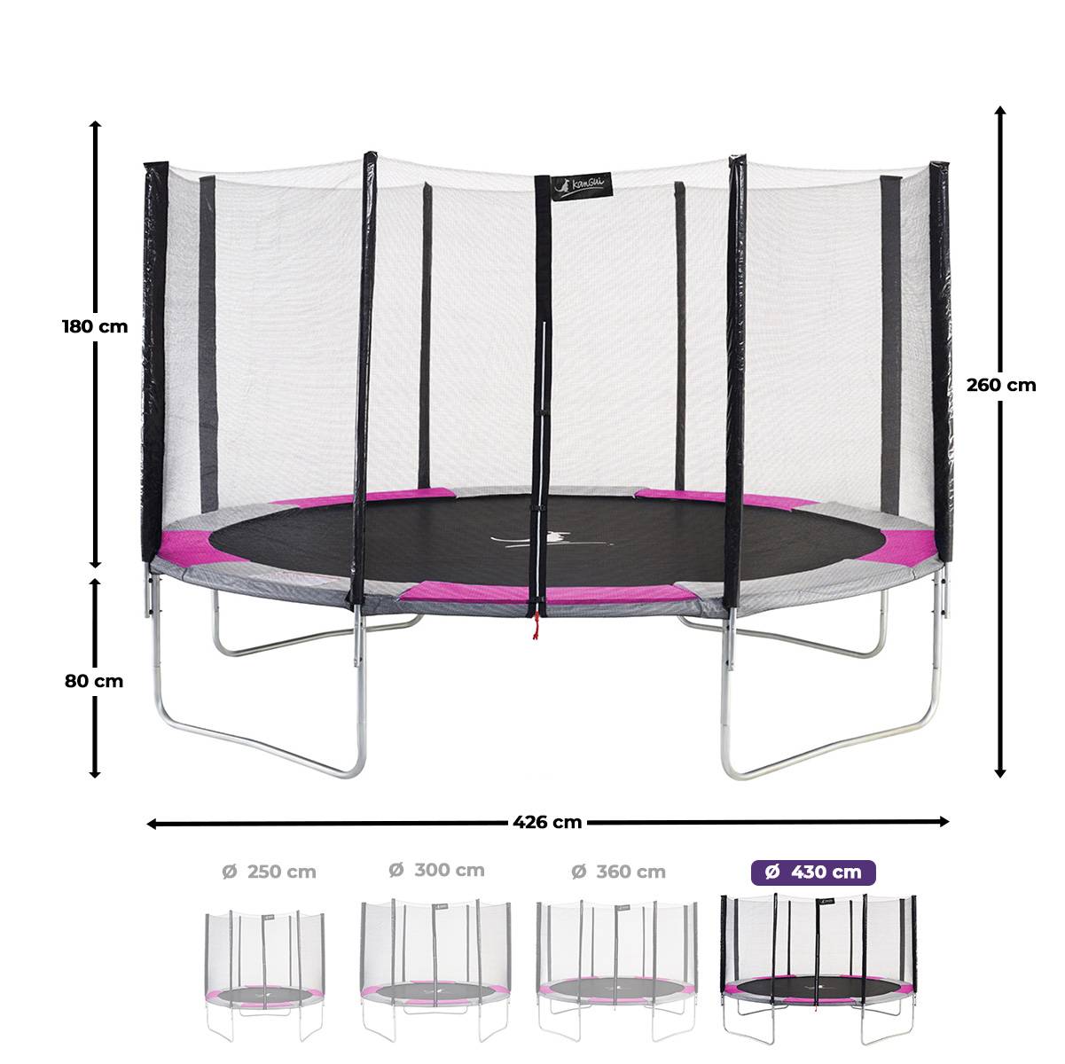 Kangui - Trampoline rond Ø 430cm avec filet, échelle, bâche et kit ancrage - RALLI 430 Kangui - Image 3