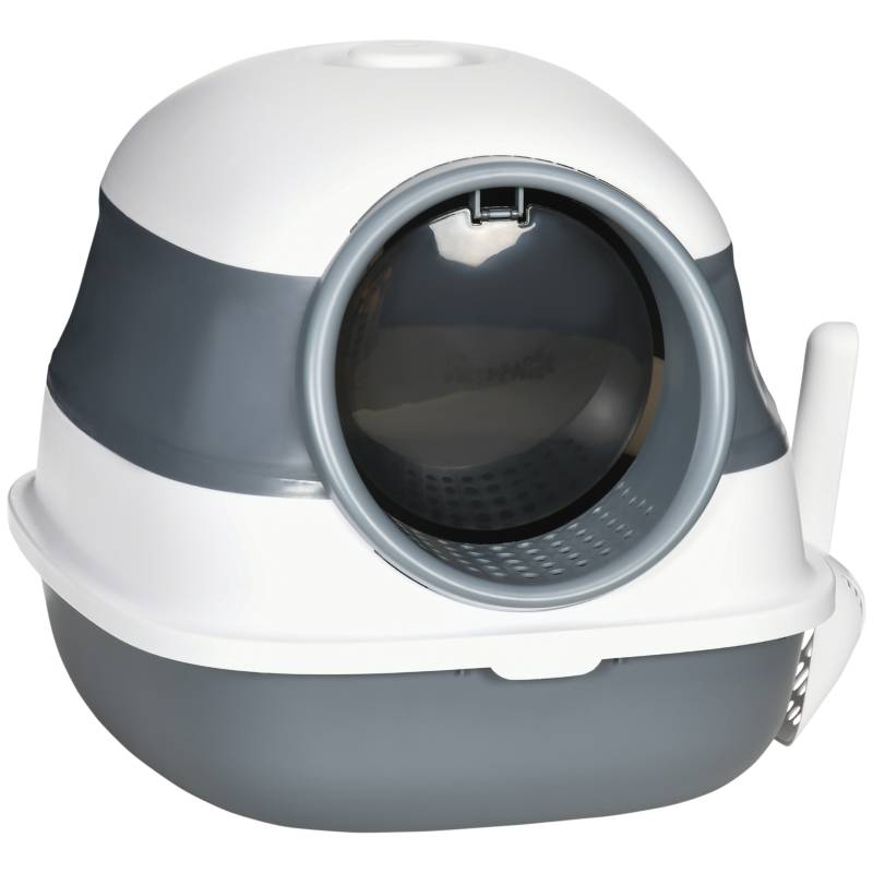 Maison de toilette chat pliable 52 x 41 x 38 cm plastique blanc et gris - PANGIVO - Image 1