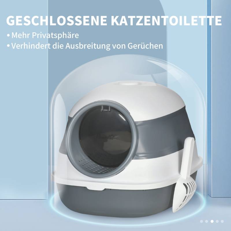 Maison de toilette chat pliable 52 x 41 x 38 cm plastique blanc et gris - PANGIVO - Image 6