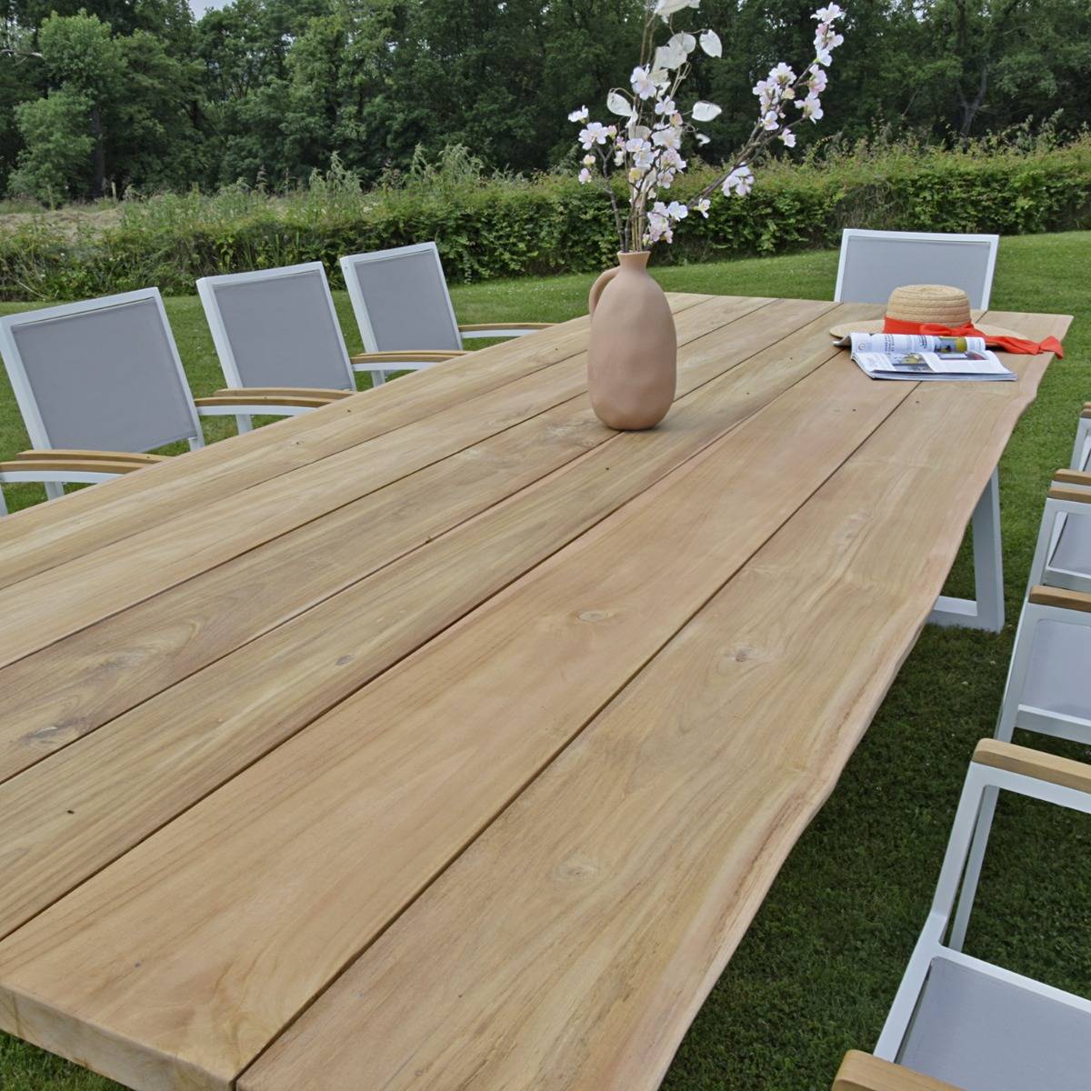 Gecko Jardin - Table en aluminium blanc et teck massif 300 cm, Mucen - Gecko Jardin - Imagen 4