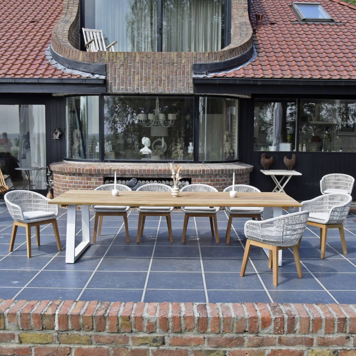 Gecko Jardin - Table en aluminium blanc et teck massif 300 cm, Mucen - Gecko Jardin - Imagen 8