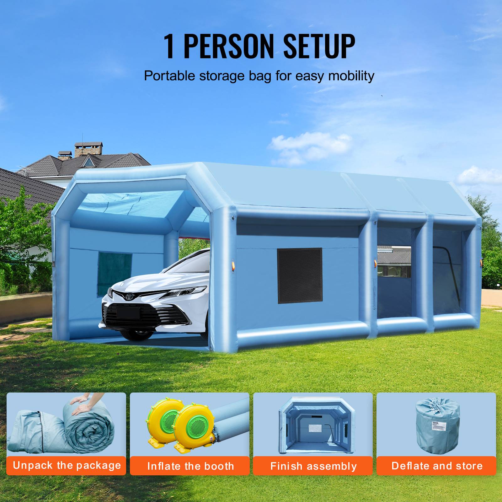 Vevor - VEVOR Cabine de Peinture Gonflable 8,5x4,8x3,3 m, Souffleurs 950 W + 750 W, Filtration. - Image 6
