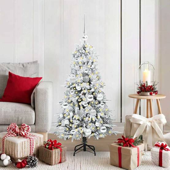 Sapin de Noël | Arbre de Noël Artificiel à Branches Articulées Blanc 120 cm Maison Chic - Image 2