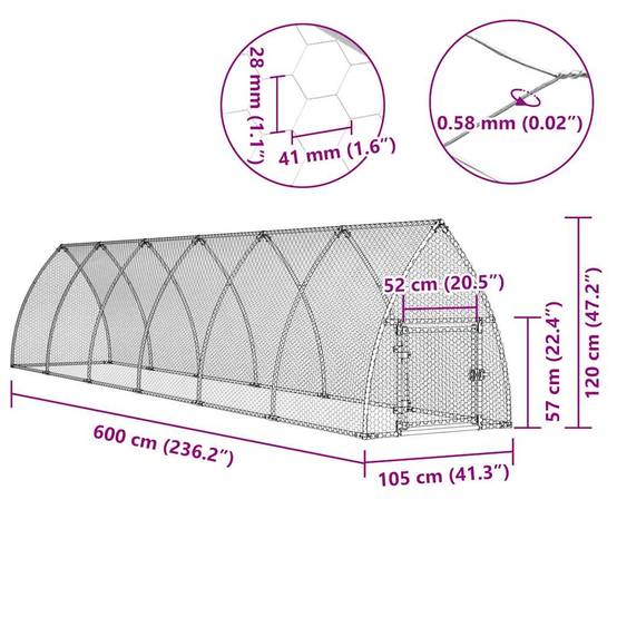 Enclos poulailler XXL acier galvanisé parc extérieur 600x105x120 cm – ComfortXL Outdoor Living - Image 10