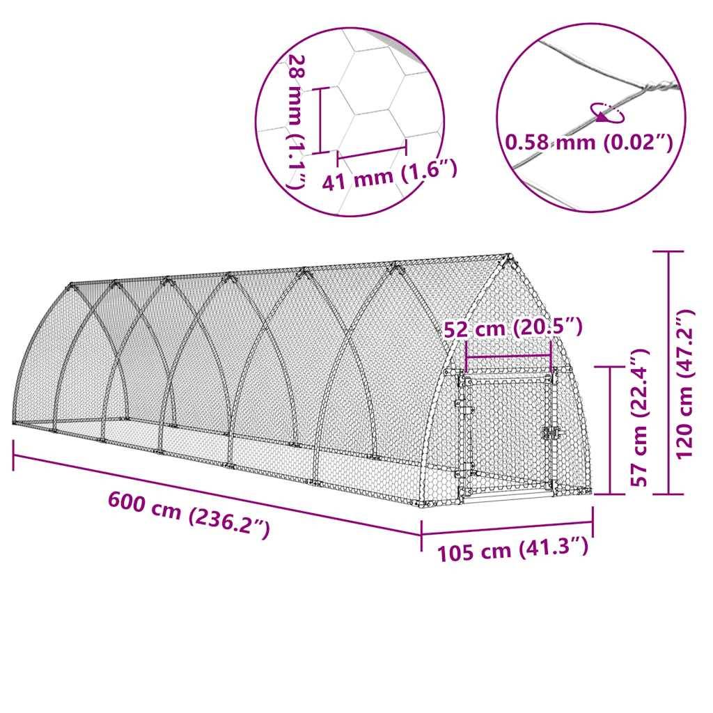 Enclos poulailler XXL acier galvanisé parc extérieur 600x105x120 cm – ComfortXL Outdoor Living - Image 10