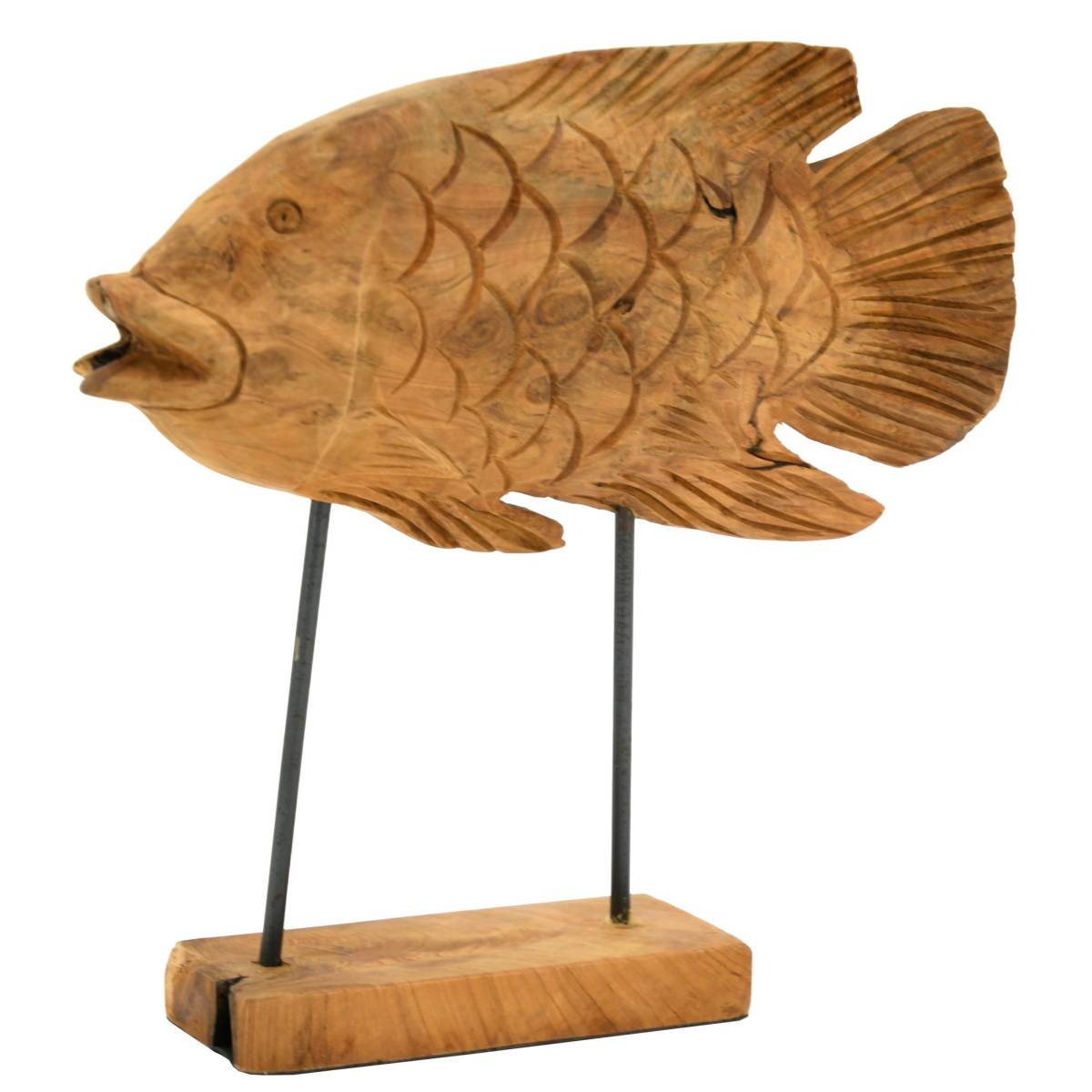 Aubry Gaspard - Poisson en teck naturel sur socle