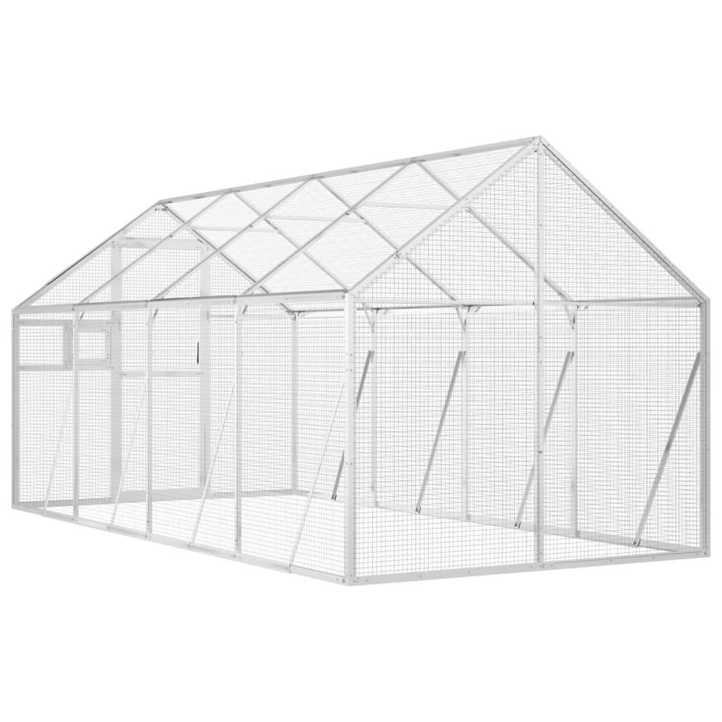 Volière Extérieure Aluminium Grande Taille Argent 179x400x185cm - ComfortXL Outdoor Living - Image 5