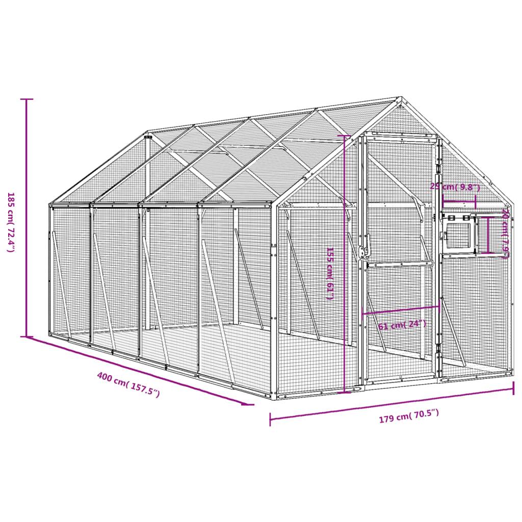 Volière Extérieure Aluminium Grande Taille Argent 179x400x185cm - ComfortXL Outdoor Living - Image 7