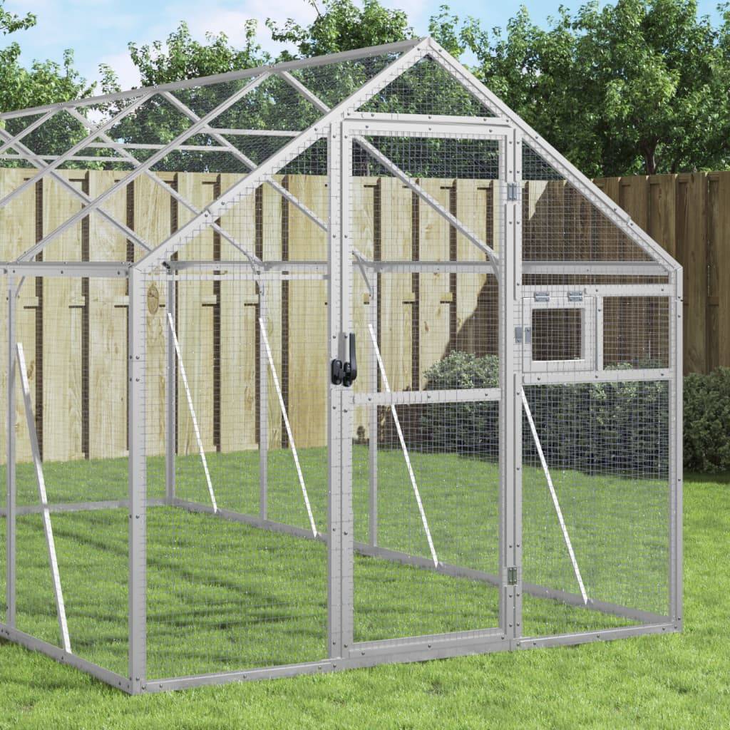 Volière Extérieure Aluminium Grande Taille Argent 179x400x185cm - ComfortXL Outdoor Living - Image 1