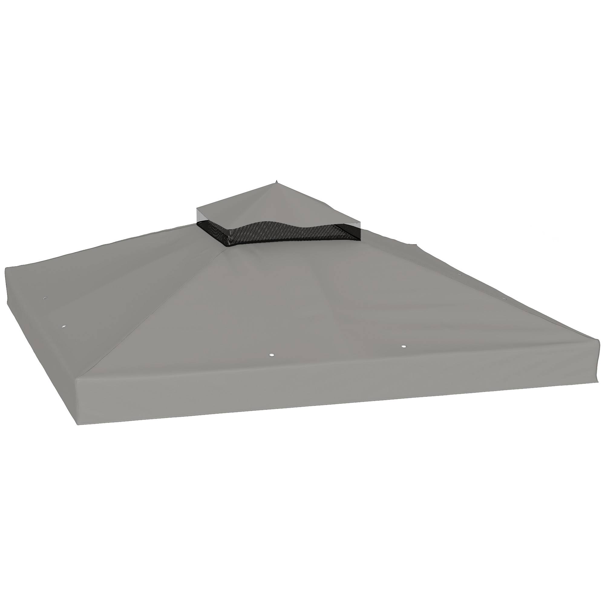 ComfortXL - Toile tonnelle tissu Oxford remplacement jardin pavillon toit double niveau 300x300cm gris - ComfortXL Outdoor Living - Image 1