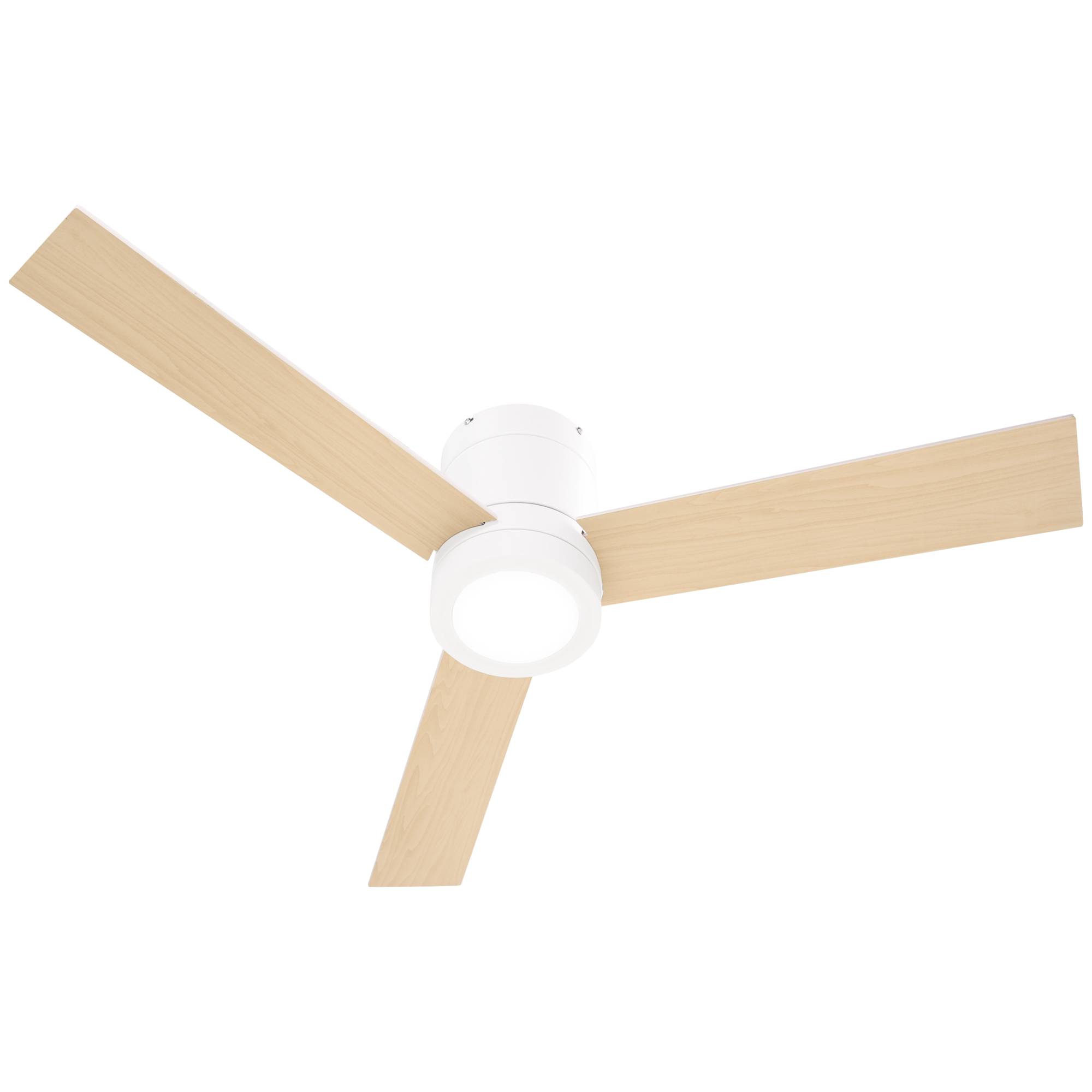 Sans Marque - Ventilateur plafond moteur AC 48 W éclairage LED télécommande 3 vitesses 3 pales bois Ø112x25 cm blanc - Image 2
