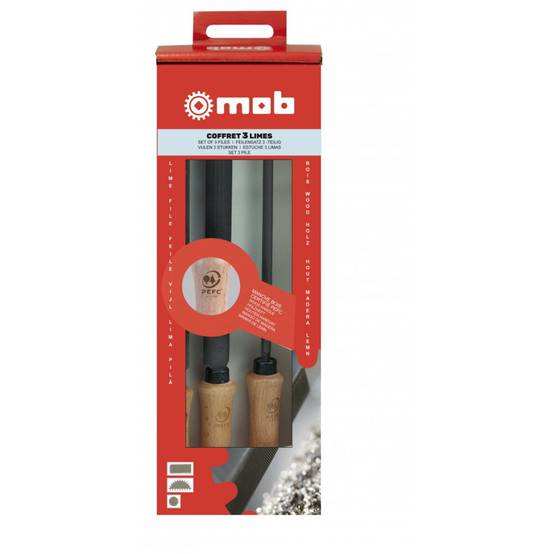Jeu de 3 limes manche bois - MOB - Image 2