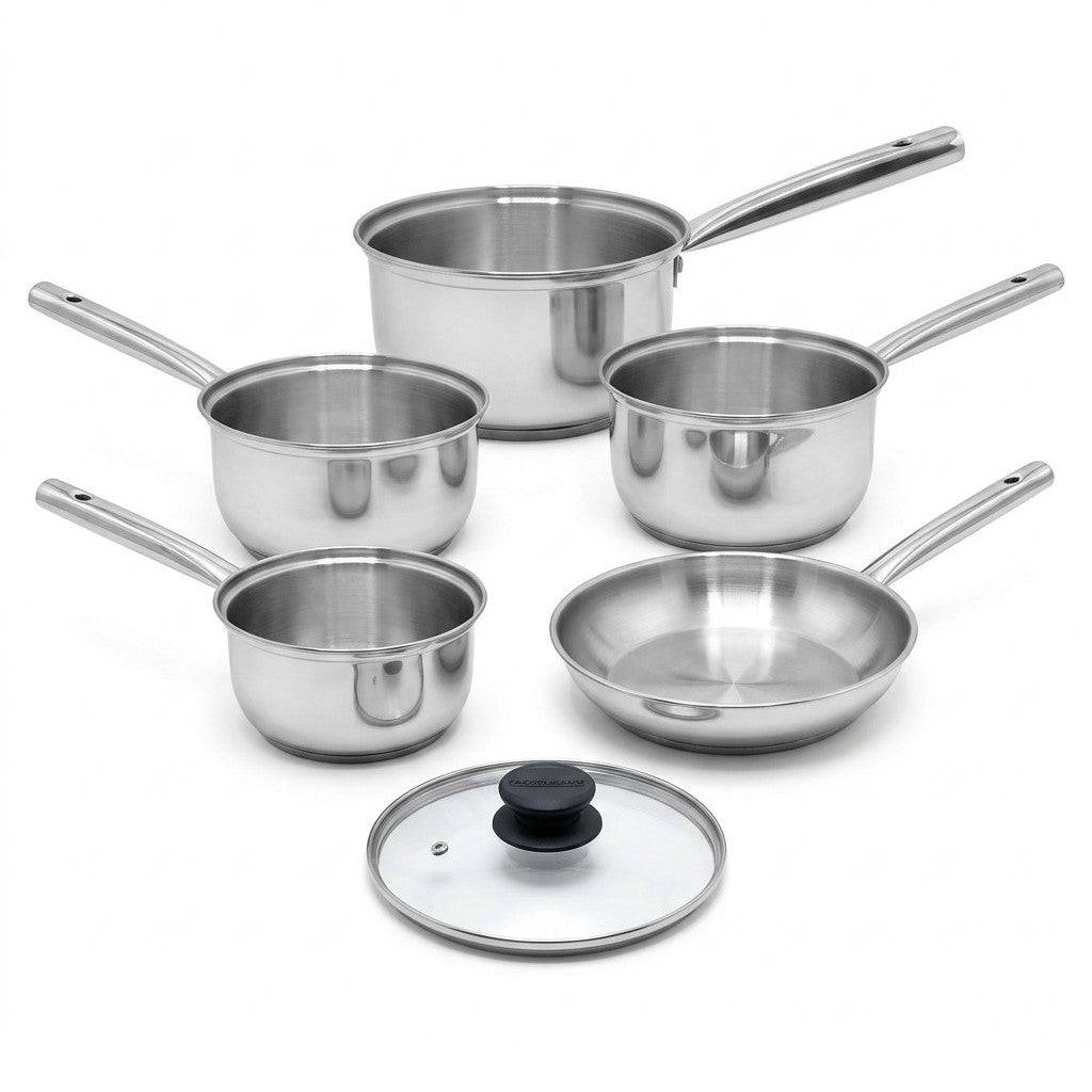 Lot de 4 casseroles 16/18/20/22 cm en inox et 1 poêle à frire 20 cm Fackelmann Rhona - Image 1