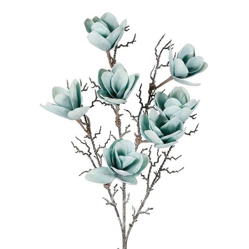 Tige Magnolia Artificielle Géante Turquoise en Polyester 107cm - Image 1