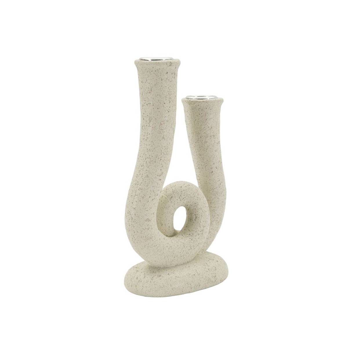 Paris Prix - Chandelier Double Moucheté "Stons" 20cm Crème - Image 2