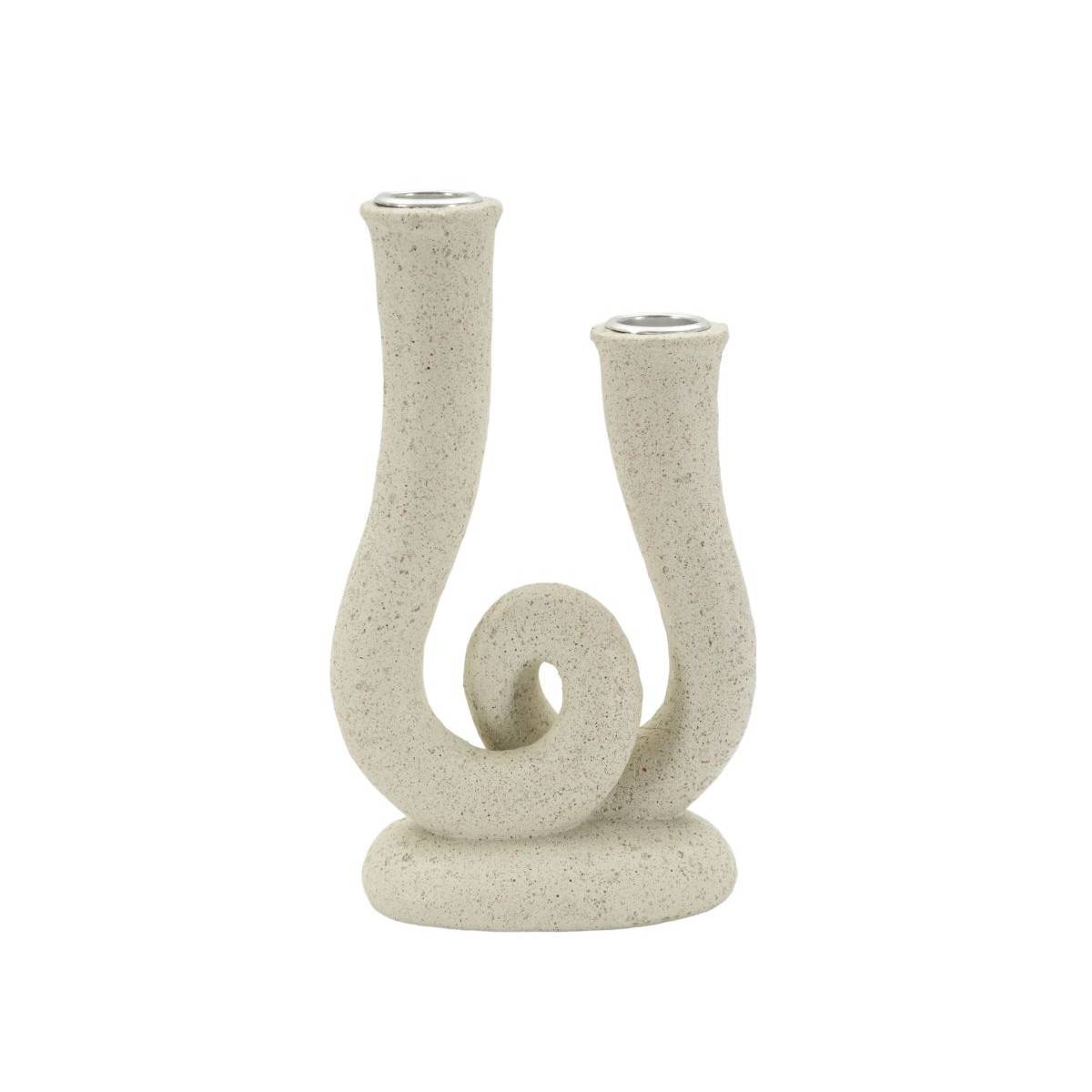 Paris Prix - Chandelier Double Moucheté "Stons" 20cm Crème