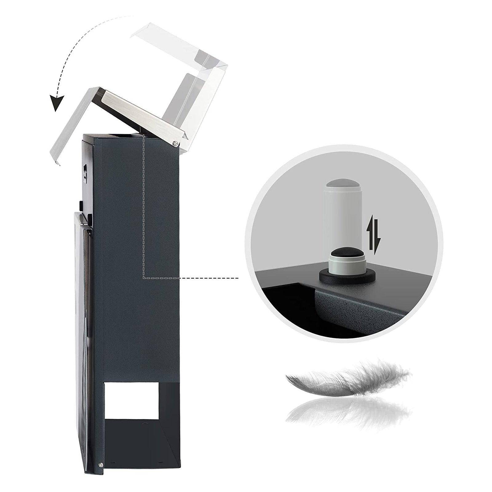 Helloshop26 - Boîte aux lettres murale avec fenêtres de visualisation en acier inoxydable pour portail porte d'entrée avec serrure et clés argent et gris anthracite - Imagen 5