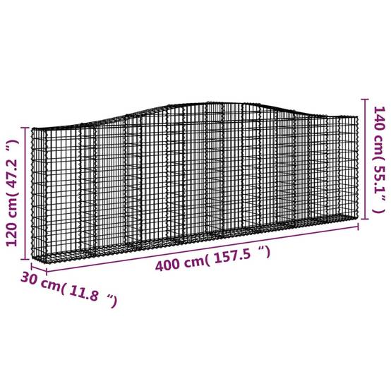 Vidaxl - Paniers à gabions arqués 8 pcs 400x30x120/140 cm Fer galvanisé vidaXL 3145845 - Image 3