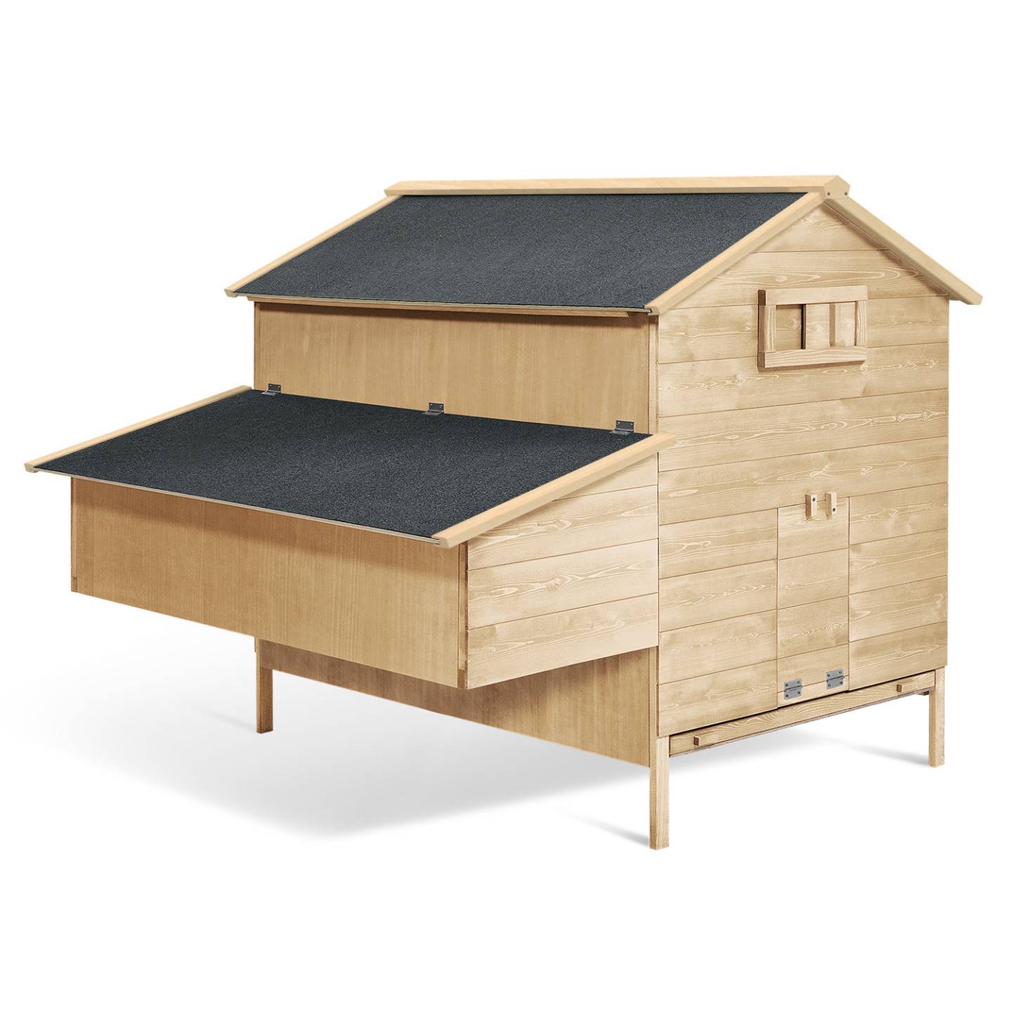 Poulailler bois XXL avec pondoir, rampe, perchoir et toit bitumé - ID Market - Image 2