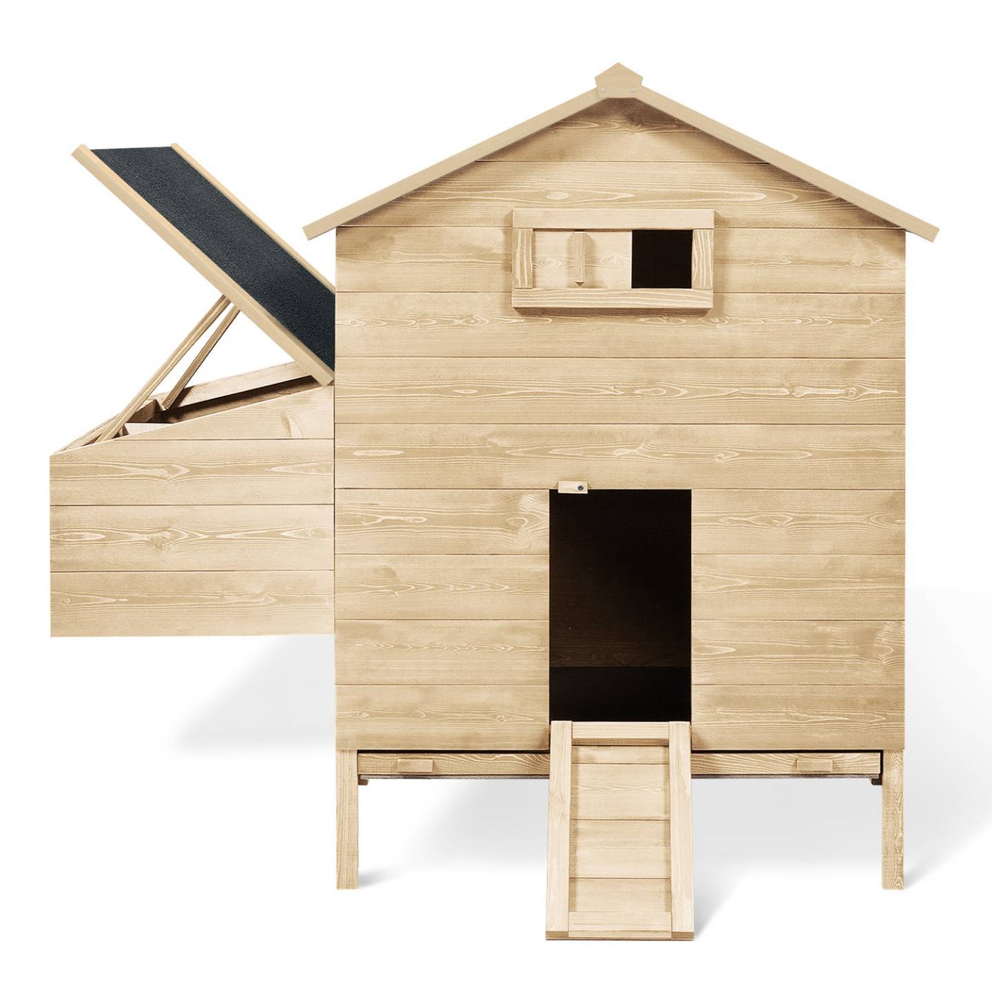Poulailler bois XXL avec pondoir, rampe, perchoir et toit bitumé - ID Market - Image 4