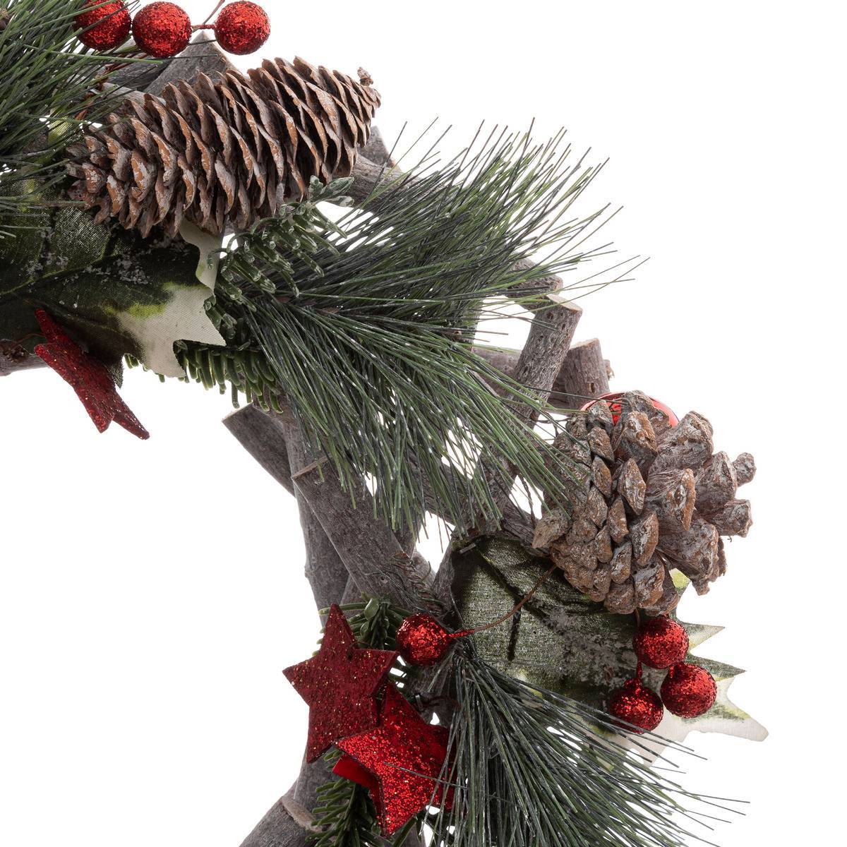 Feeric Christmas - Corona natural con ramas 30cm roja - Feeric Lights & Christmas - Imagen 2