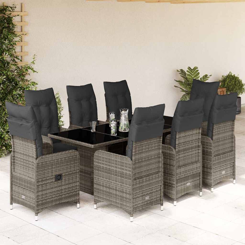ComfortXL - Salon de Jardin Gris 8 Personnes, Table Verre 190cm, Fauteuils Relax dont 2 avec Repose-Pieds – ComfortXL Outdoor Living - Image 1