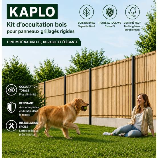 Kit Occultation Bois - L2,5 x H1,03m - Epicea - Autoclave - Protege Contre Insecte & Champignons - Pose Facile et Rapide - Image 2