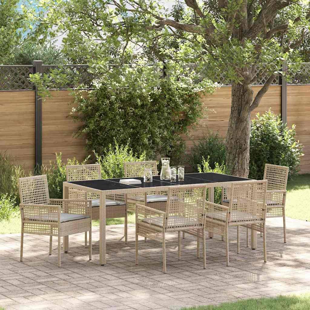 ComfortXL - Table et chaises de jardin 6 places en polyrotin beige avec plateau en verre et coussins – ComfortXL Outdoor Living