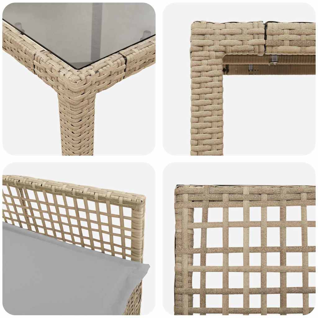 Table et chaises de jardin 6 places en polyrotin beige avec plateau en verre et coussins – ComfortXL Outdoor Living - Image 9