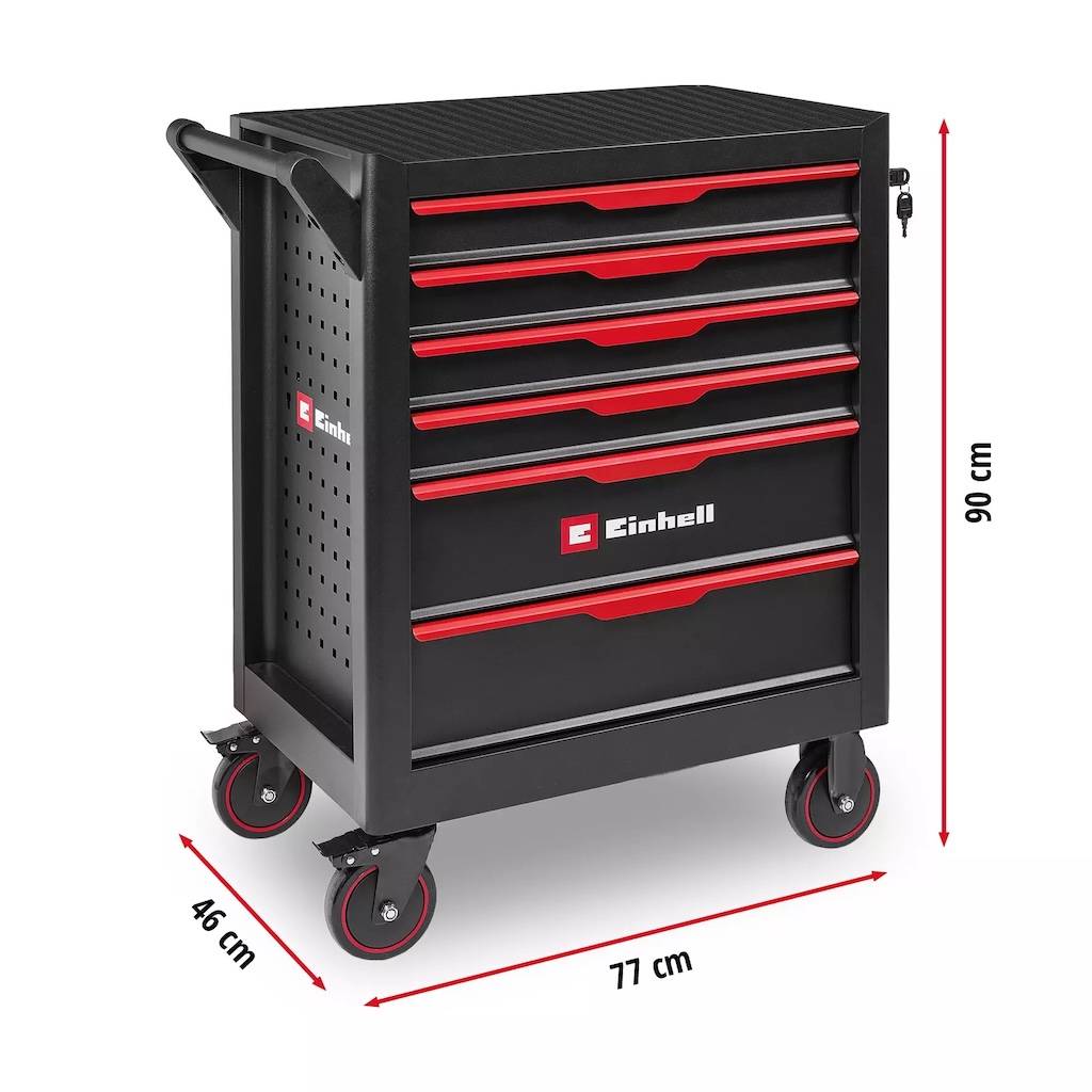 Einhell - Servante d’atelier vide - 6 tiroirs - Glissières à billes - Système anti-basculement - Mobile - Image 5