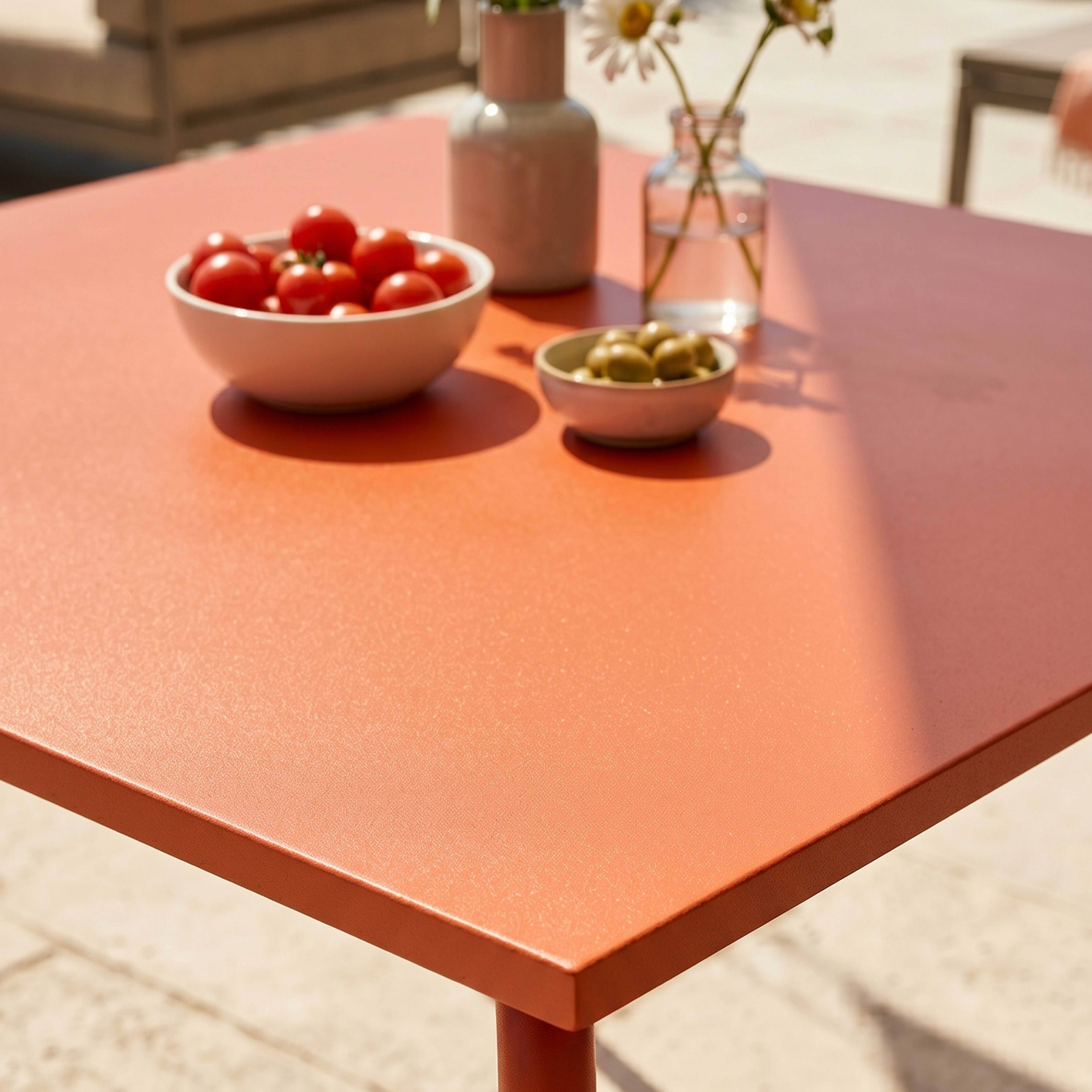 Oviala - Table de jardin carrée en métal 8 places 120 cm orange Palavas - Oviala - Imagen 3