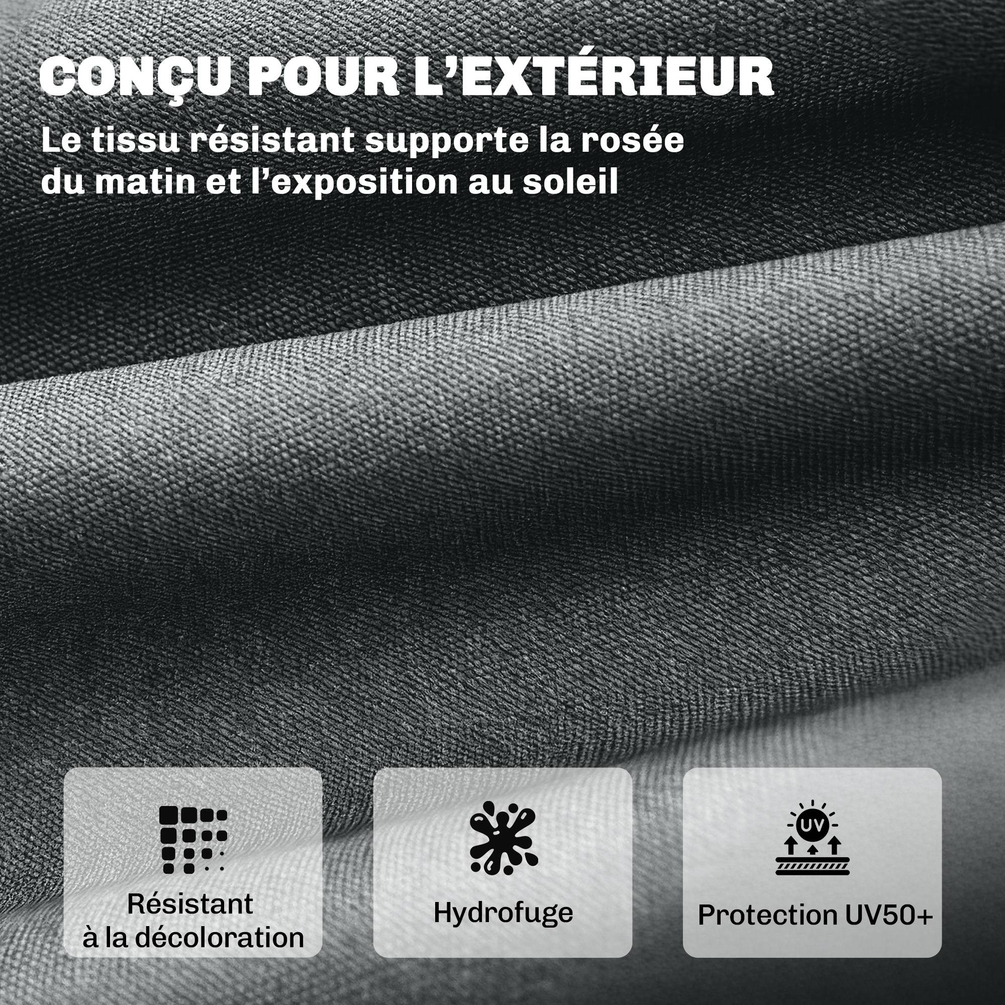 Coussin transat mousse mémoire polyester extérieur confort hydrofuge 198x65 gris foncé - ComfortXL Outdoor Living - Image 8