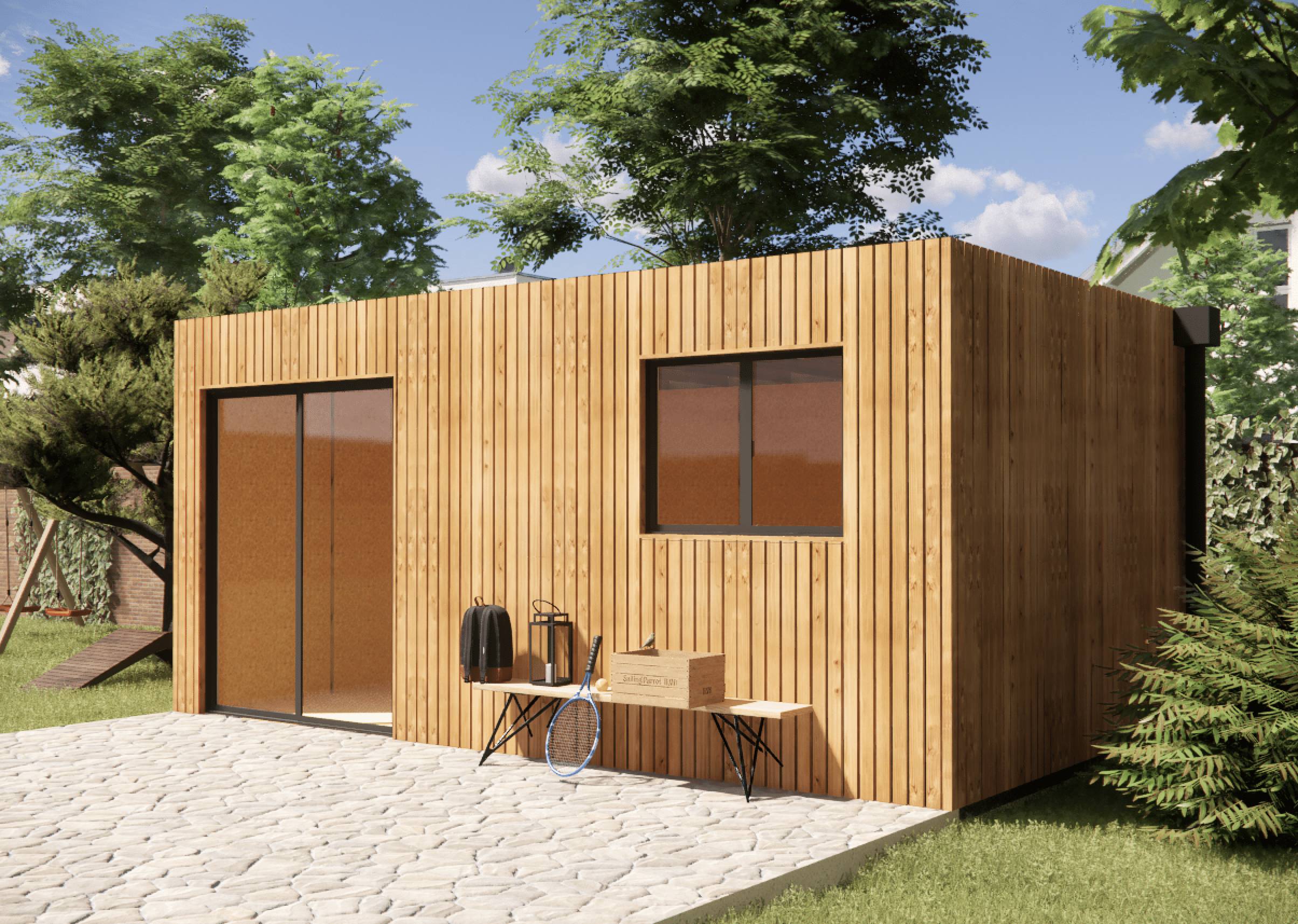 Sans Marque - Studio de jardin sans permis en bois 5,5 x 3,5 x 2,7 m avec plancher isolé - Imagen 6