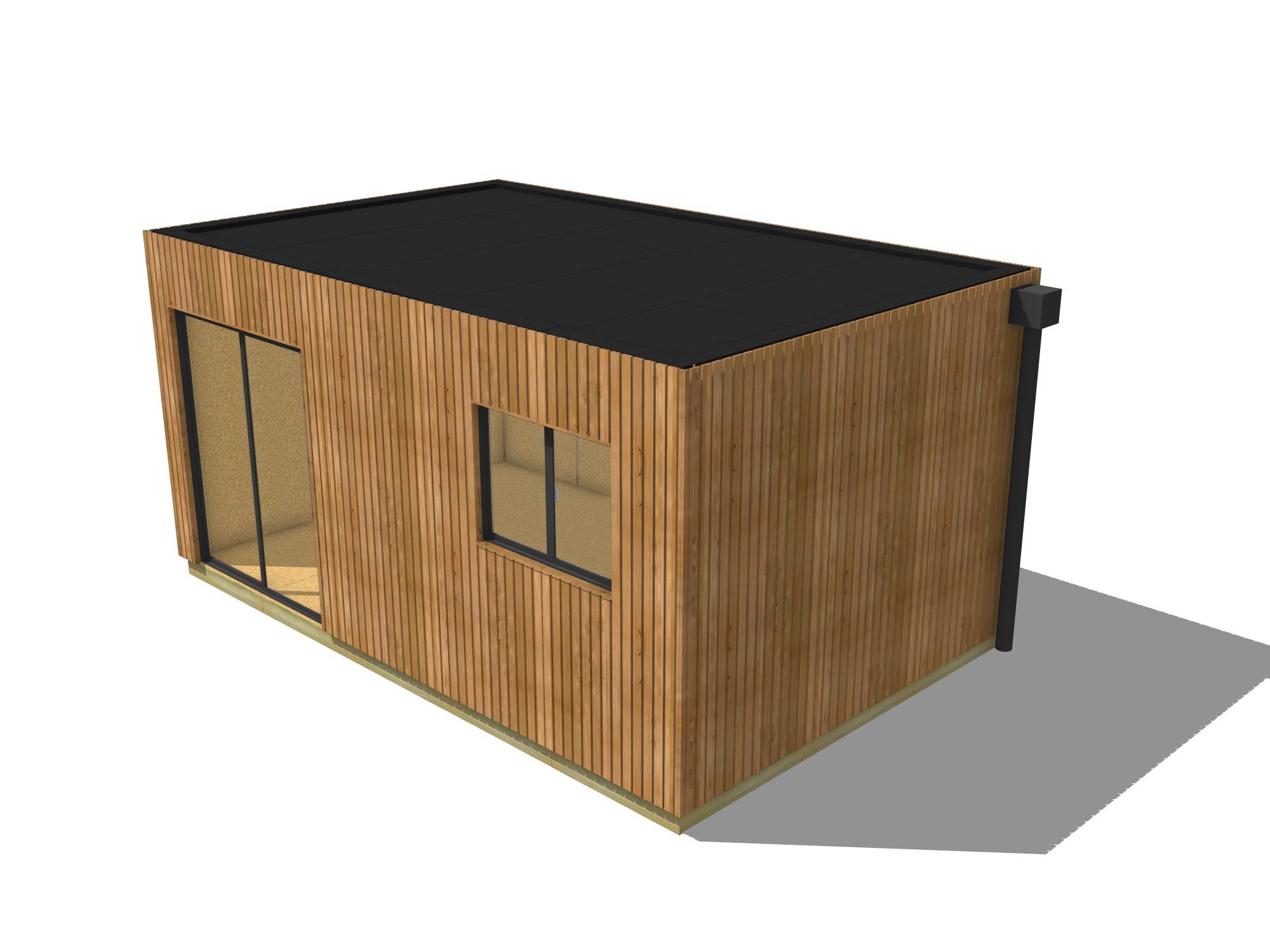 Sans Marque - Studio de jardin sans permis en bois 5,5 x 3,5 x 2,7 m avec plancher isolé - Imagen 2