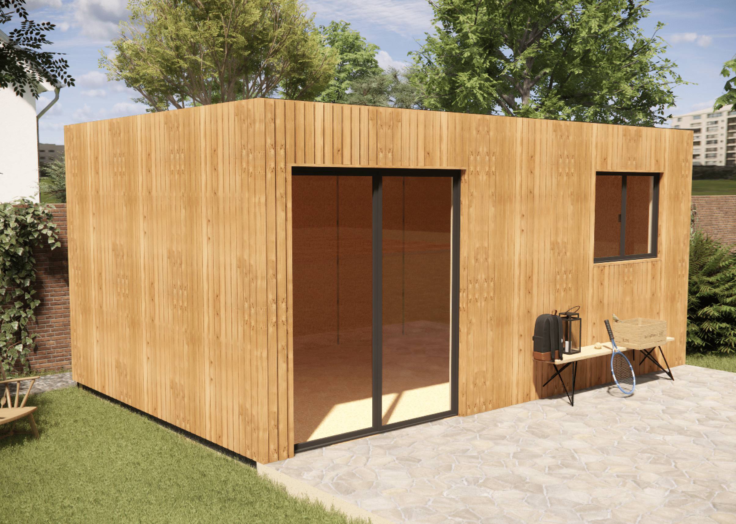 Sans Marque - Studio de jardin sans permis en bois 5,5 x 3,5 x 2,7 m avec plancher isolé - Imagen 1