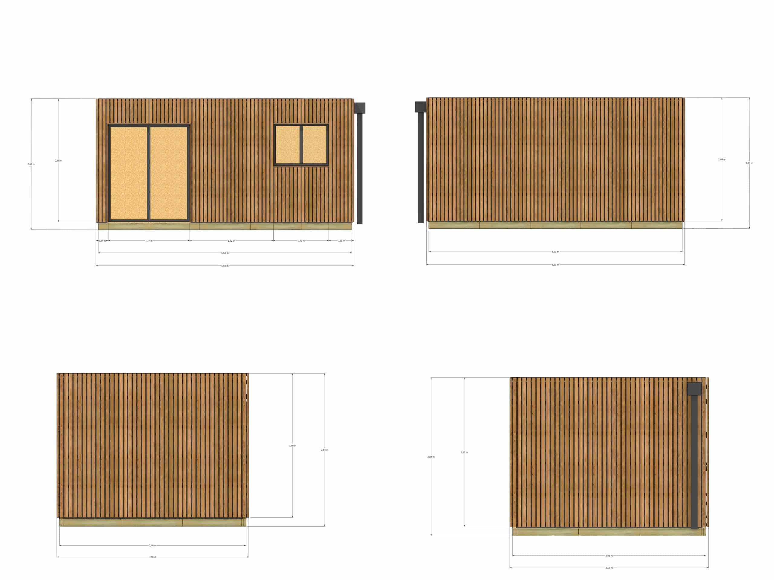 Sans Marque - Studio de jardin sans permis en bois 5,5 x 3,5 x 2,7 m avec plancher isolé - Imagen 4