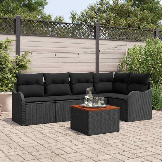 Salon de jardin 5 places résine tressée modulable avec coffres de rangement Noir – ComfortXL Outdoor Living - Image 1