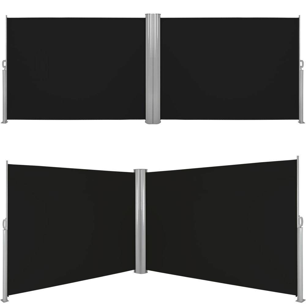 Helloshop26 - Auvent store latéral brise-vue paravent rétractable double noir 180 x 600 cm - Imagen 4