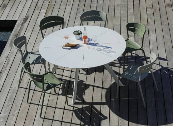 Proloisirs - Table de jardin ronde Seven en aluminium - blanc 150 cm PROLOISIRS - Image 4