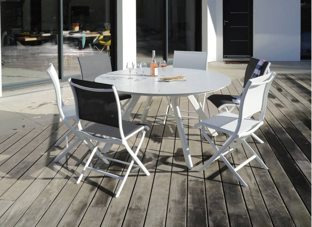 Proloisirs - Table de jardin ronde Seven en aluminium - blanc 150 cm PROLOISIRS - Image 2