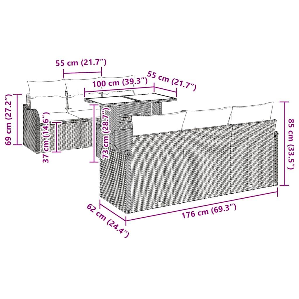ComfortXL - Salon de jardin 6 places polyrotin tressé table hauteur réglable pour terrasse Gris clair – ComfortXL Outdoor Living - Image 8