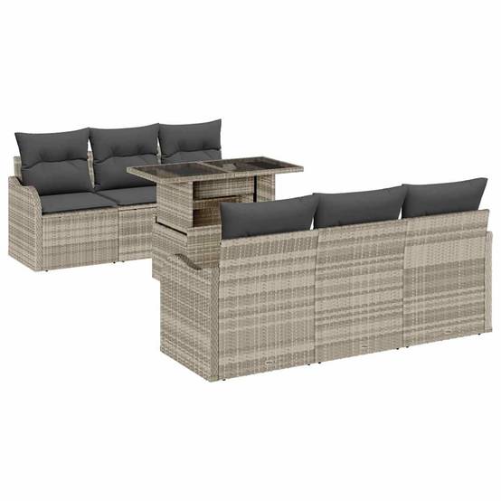 ComfortXL - Salon de jardin 6 places polyrotin tressé table hauteur réglable pour terrasse Gris clair – ComfortXL Outdoor Living - Image 2