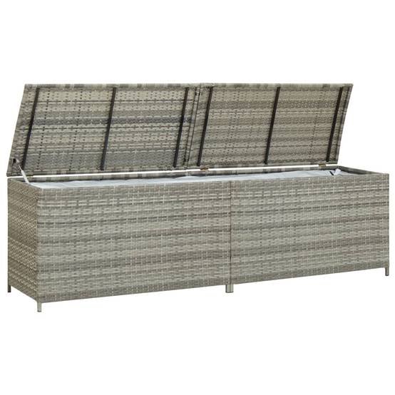 Coffre de rangement - Boîte de rangement extérieure - Coffre de jardin résine tressée 200x50x60 cm gris - Image 3
